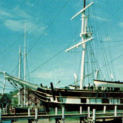 Vintage Postcard Chrome Mystic Seaport Charles W Morgan Whaling Ship CT