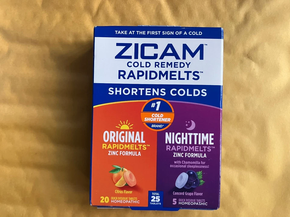 2x ZICAM REMEDIO PARA EL RESFRIADO FUSIÓN RÁPIDA ORIGINAL Y NOCTURNA 25 COMPRIMIDOS CADUCADO 6/27 ZINC Foto 4 de 4