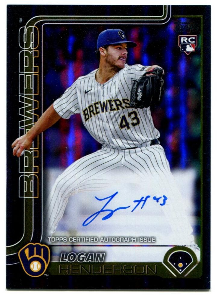 2025 Topps Update US137 Logan Henderson On Card Black Auto SSP 01/10 Brewers