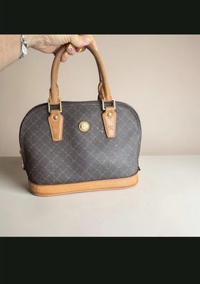 Rioni Brown Monogram Satchel Bag Logo Gold Hardware Double Handles Designer