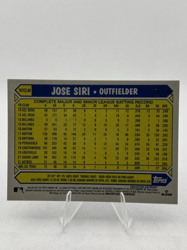 JOSE SIRI RC 2022 Topps Series 2 Silver Pack Chrome Green Mojo 90/99 ASTROS SSP - Image 4 of 4