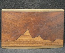 XD11105 VINTAGE 1970s KENNETH REID MOUNTAINS NATURE ARTWORK MENS BELT BUCKLE