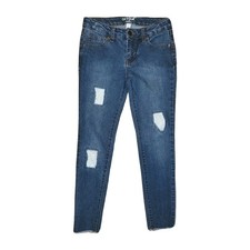 Size 10 Cat  Jack Girls Dark Wash Adj. Waist Skinny Jeans With Lace Patches