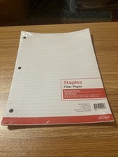 Staples College Ruled Filler Paper 8" x 10-1/2" 120/Pack 37427M TR37427MCC