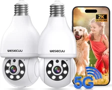 Light Bulb Security Camera, 2K Light Bulb Camera Outdoor, 2.4Ghz & 5G Wifi Wirel