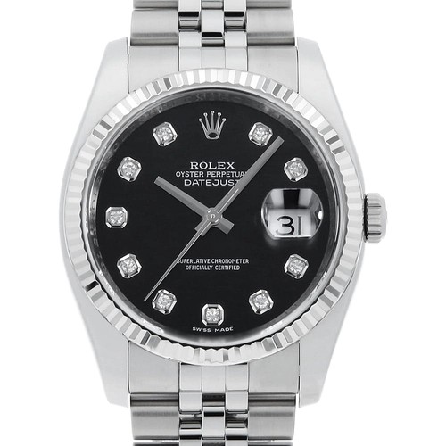 ROLEX Datejust 10P Diamond 116234G black 5 row jubilee bracelet M Number sec...