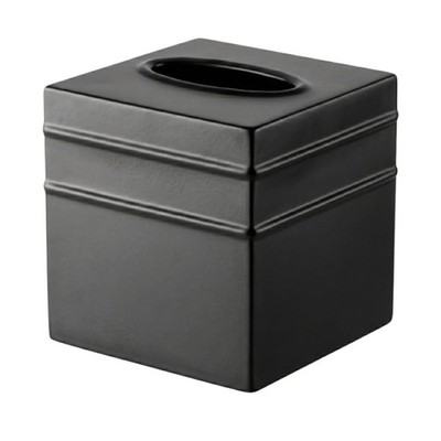 Tissue Box Cover Square   Handcrafted Border Embossed Black Metal Tissue Hold...