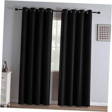 Black Out Curtains 84 Inch Long 52"W x 84"L Pack of 2 Total Blackout  Black