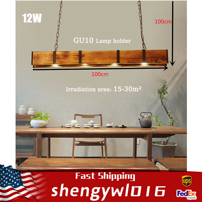 4 Lights Rustic Wood Chandelier Farmhouse Ceiling Lamp Pendant Hanging Light New