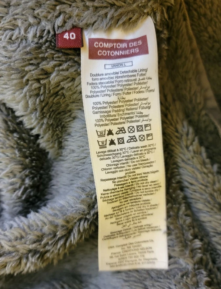 Comptoir Des Cotonniers Chaqueta de Invierno Abrigo Mujer 40 Gris Sherpa Con Capucha  Foto 4 de 4