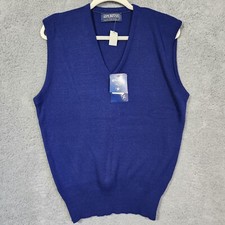 Puritan Mens Sweater Vest Vintage Orlon Acrylic Blue V Neck Size Large NWT
