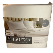 Member's Mark 100 Cotton 450-Thread Count Sheet Set - FULL SIZE- WHITE - NEW