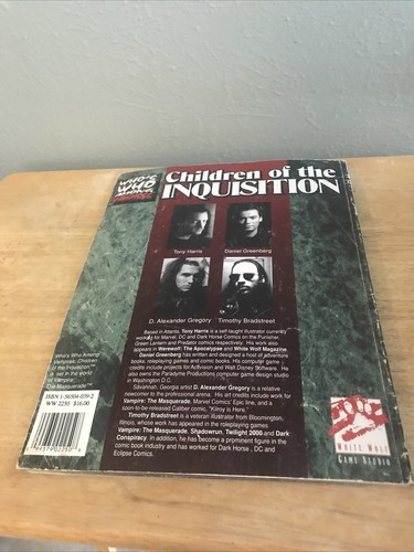 Kinder der Inquisition Wer ist wer unter Vampiren weißer Wolf 1992 - Bild 4 von 7