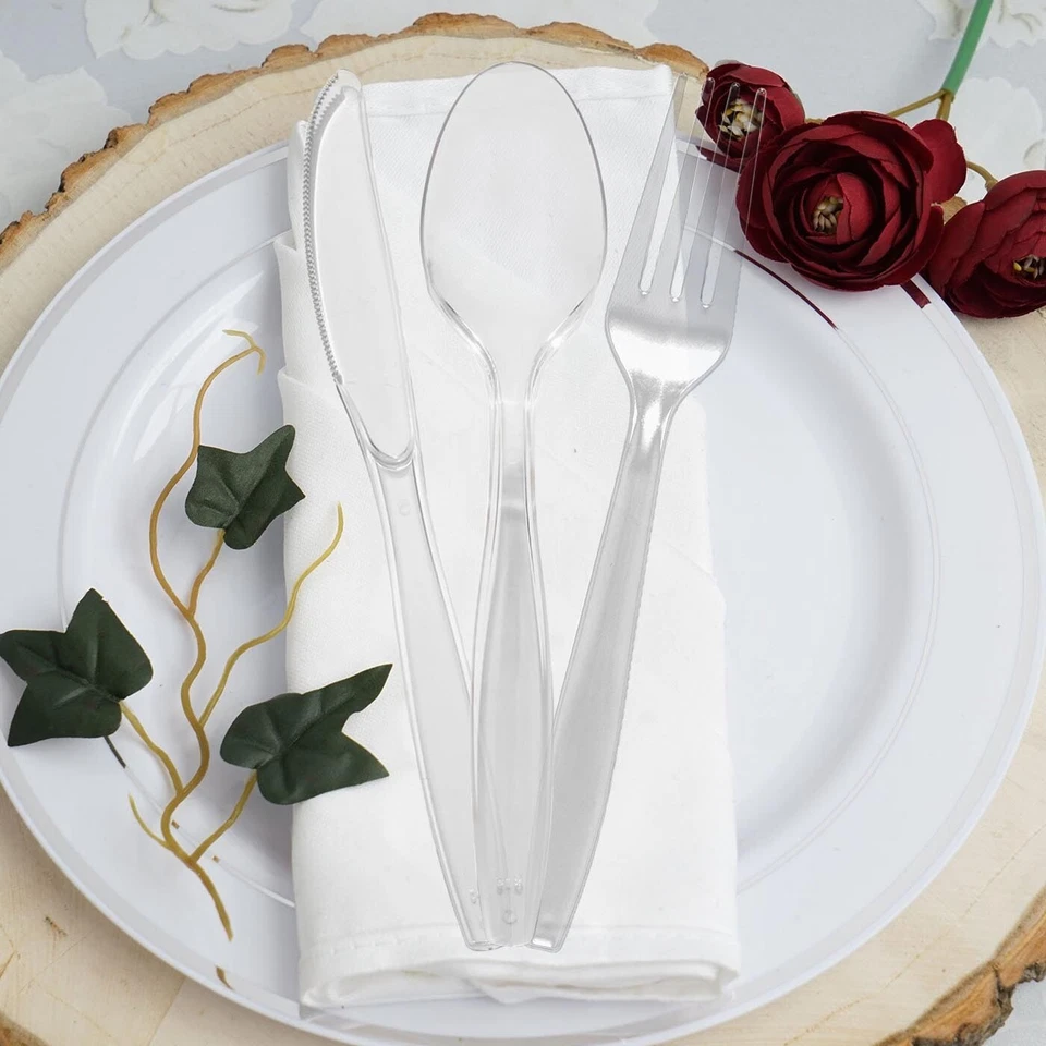 1000 PIEZAS Cubiertos de plástico desechables - Cucharas, tenedores o cuchillos para cena Foto 3 de 4