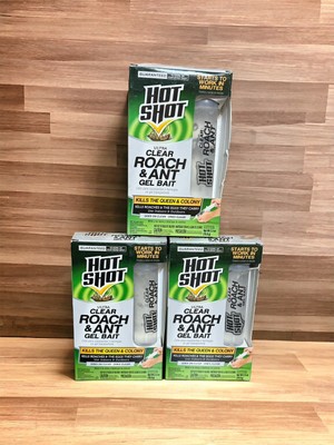 3 Pack Hot Shot Ultra Clear Roach & Ant 2.5 OZ GEL BAIT NEW