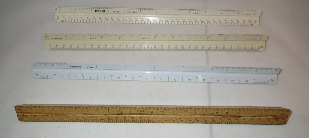 Esprite Architectural Scale Ruler, Engineering Scale and 12 inch Metal Ruler  Set, Machinist Ruler Triangular Scale Drafting Ruler