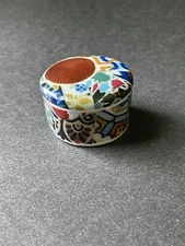 Vintage Handcrafted Dish Mini Trinket Pill Box Art Deco Ceramic Porcelain 1.5” 
