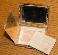 vintage EIN GOLDENSEAL ancien poudrier avec miroir à maquillage ART DECO doré