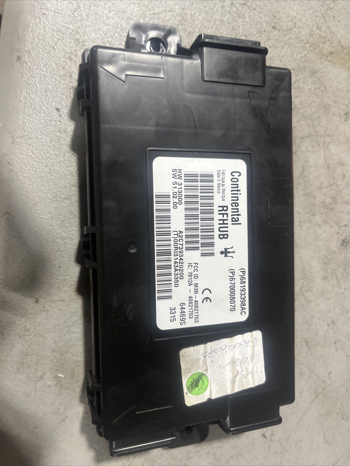 2014-2016 MASERATI QUATTROPORTE THEFT LOCKING KEYLESS ENTRY MODULE 670008070