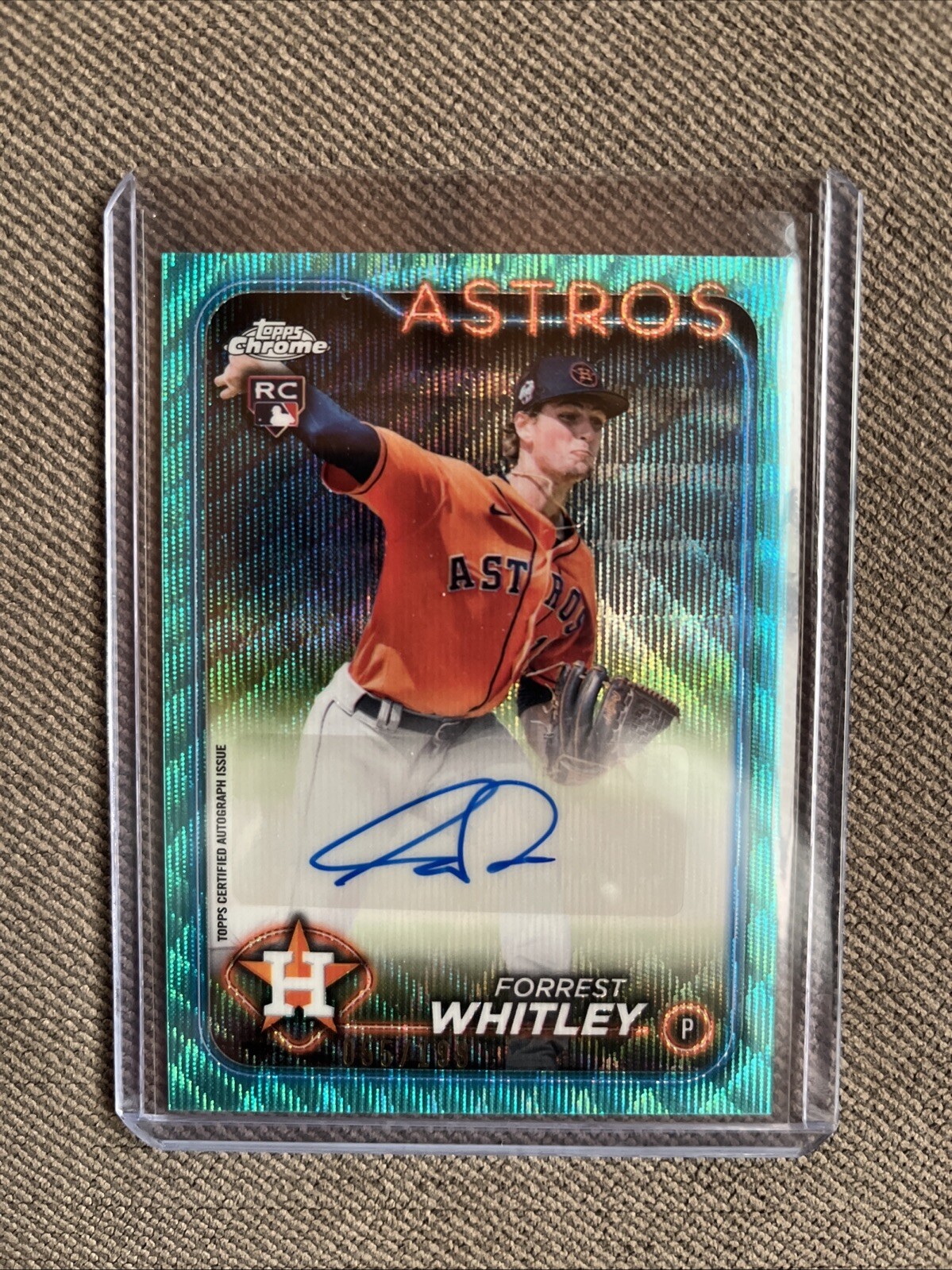 2024 Topps Chrome Forrest Whitley #AC-FWH Aqua Wave RC Auto #055/199 - Astros