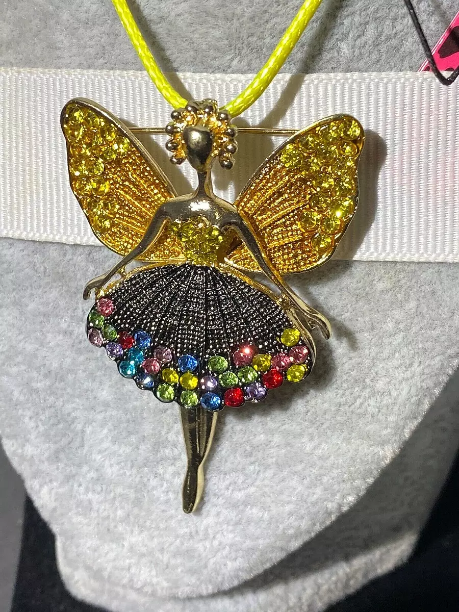 BETSEY JOHNSON JEWELRY FAIRY BALLERINA GOLD CRYSTALPIN PENDANT