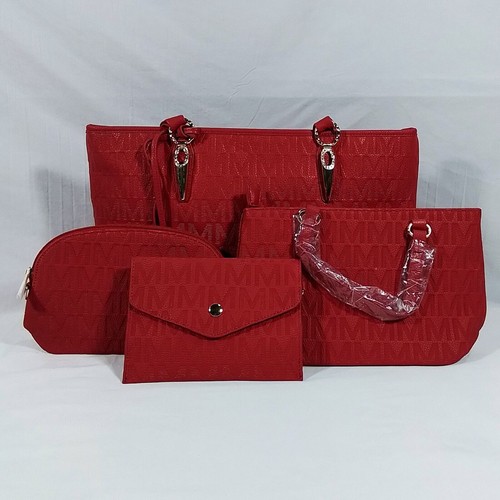 MKF Collection Edelyn Embossed M Signature 4pc Tote Set-Various Colors-Leather - Picture 2 of 6