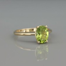 1.5ct Lab-Created Green Peridot Engagement Ring Solitaire Yellow Gold Plated