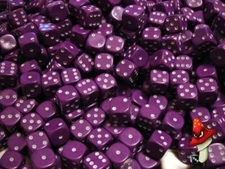 12 x Opaque 14mm D6 Purple with White dots  Dice & Games   D&D RPG