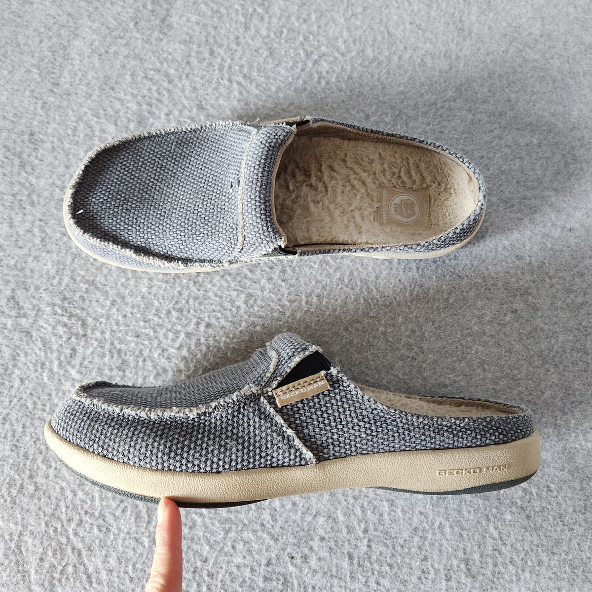 GeckoMan Men Arch Support Canvas Slipper Loafers -Cream Mens Slippers with Arch Support, Canvas House Slipper Shoes  main image 3