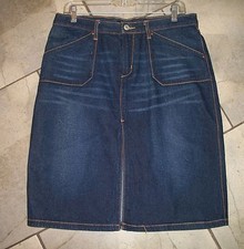 609 Express Dark Wash Denim Straight Skirt  9 10 Precision Fit EXVS150