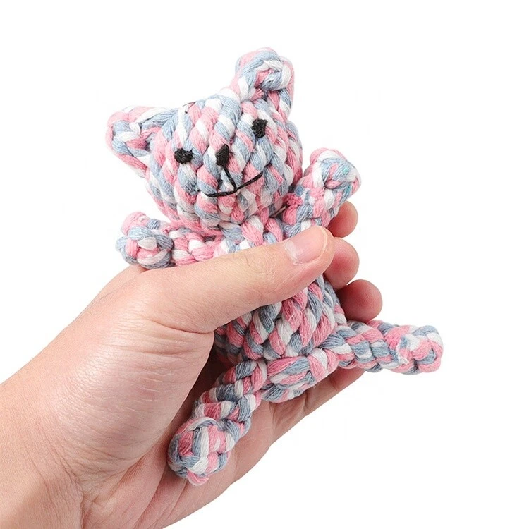 Cotton Rope Dog Chew Toy Pet Dental Teething Bear For Small Medium Size Puppies - Image 3 of 4
