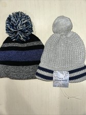 Tommy Bahama Kids Gray One Size Pom Pom Beani  Capelli Blue Beani New