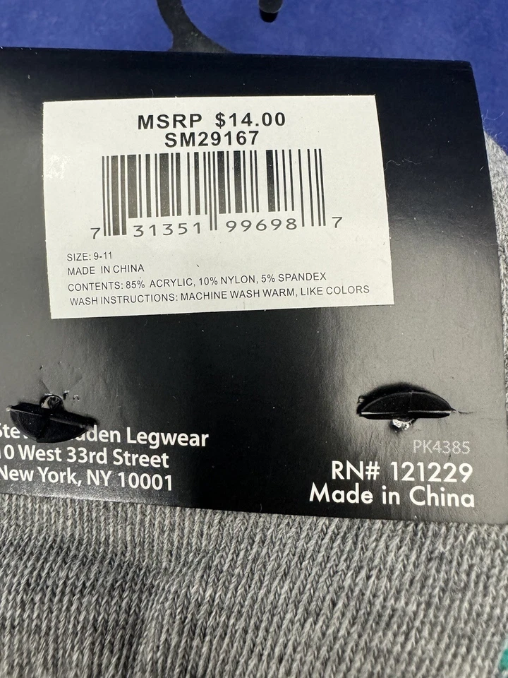 Calcetines deportivos Steve Madden de corte bajo para mujer - Paquete de 6 - Talla 9 a 11 - Gris - Nuevos Foto 3 de 3