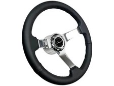 1967-68 Chevrolet Camaro 6-Bolt Black Leather Solid Chrome Steering Wheel Kit