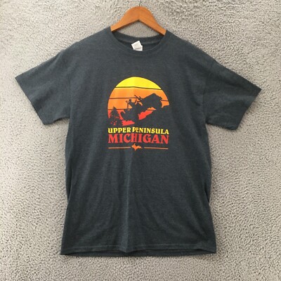 Upper Peninsula Michigan Graphic T-Shirt Womens M Gray Gildan Short Sleeve Tee