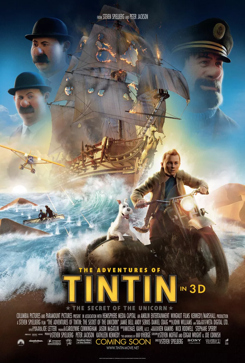 THE ADVENTURES OF TINTIN MOVIE POSTER 2 Sided ORIGINAL Ver B 27x40