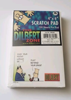 The Dilbert Zone 4'' x 6'' SCRATCH PAD NOTE 150 SHEETS New Sealed 1998 Ampad