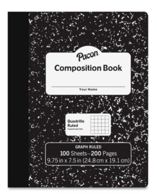 Set of 24 Graph Notebooks, Quadrille Ruled 9-3/4'' x 7-1/2'', 100 Sheets.