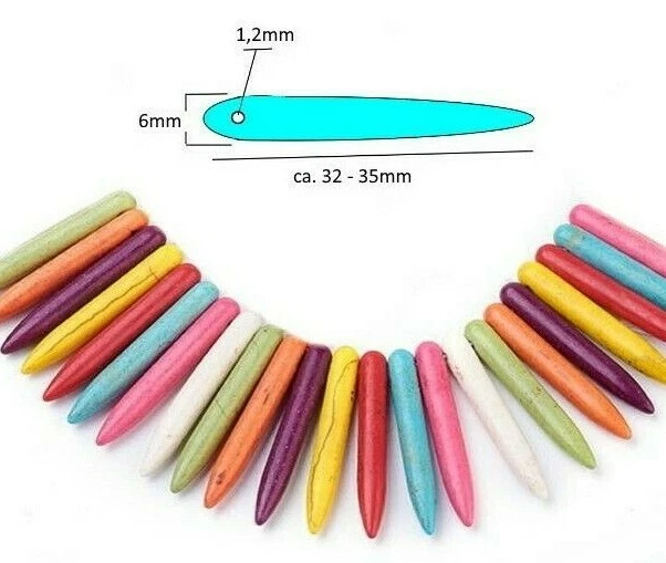 20x Türkis Perlen Anhänger Edelstein 35mm Stein Bunt Schmuckstein G785 - Bild 2 von 3