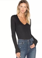 ATM Long Sleeve Bodysuit in Black.   NWT. Size Large. Retail- 250.