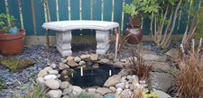 Large Curved Garden Bench Seat Heavy Hand Cast Stone Ornament NEW