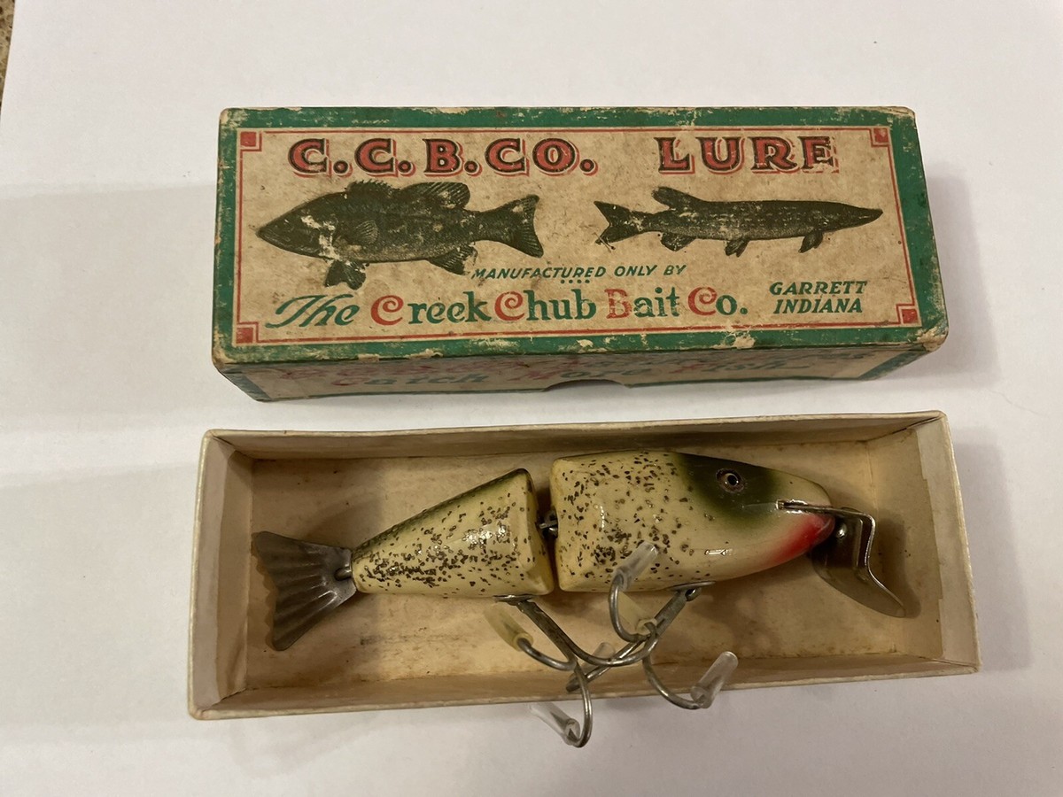 Early CREEK CHUB SILVER FLASH WIGGLE FISH IN CORRECT CCBCO BOX