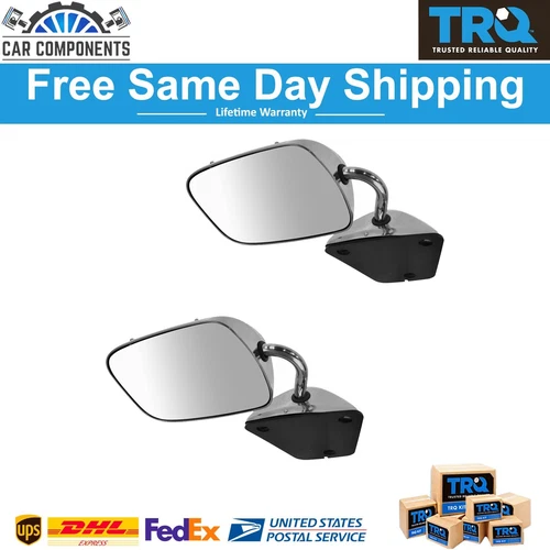 TRQ New Mirror Stainless Steel Manual LH RH Pair For 1978-1996 Chevy G10 GMC