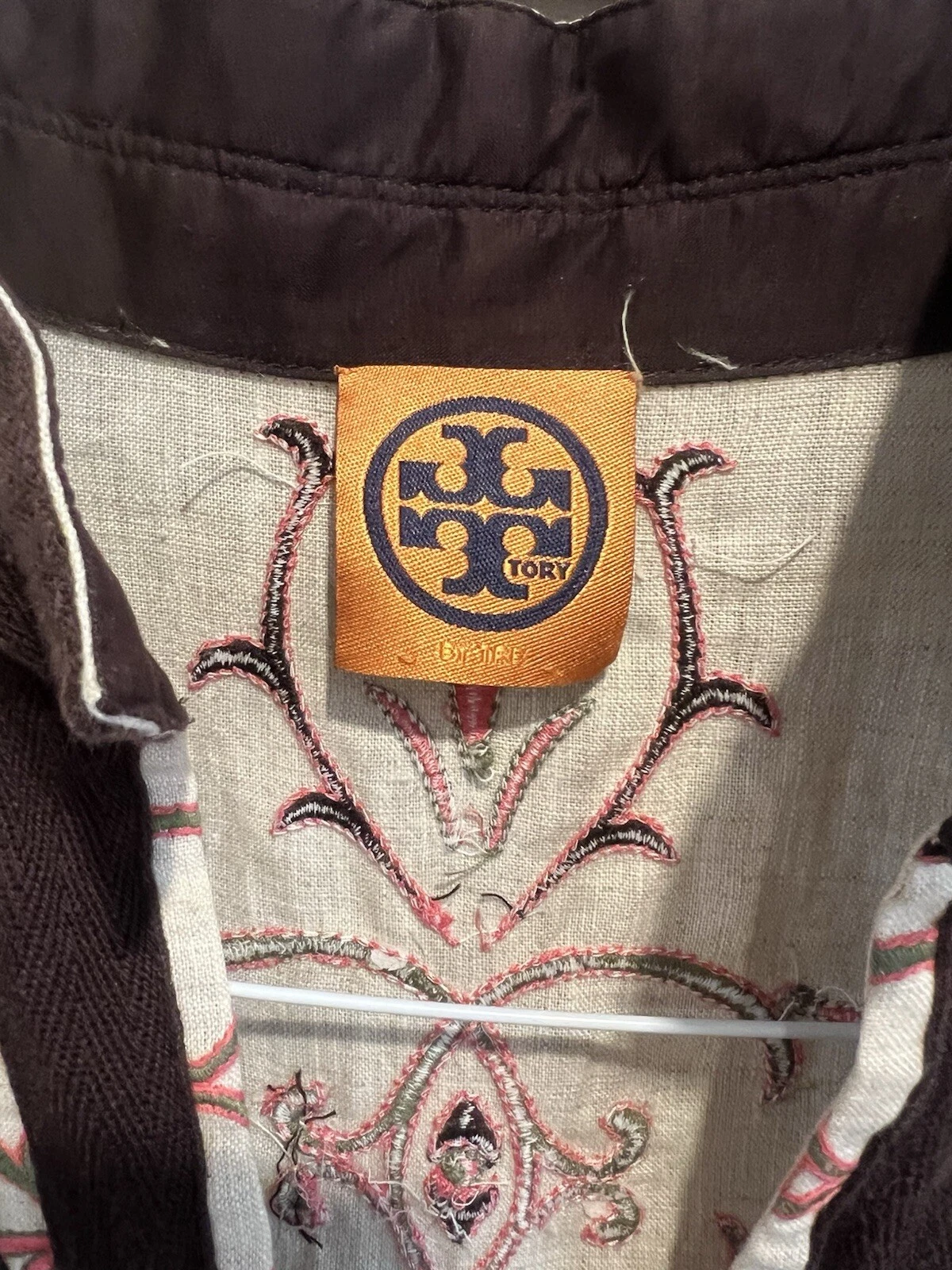 TORY BURCH Tunica Tori Burch ricamata 100% lino taglia S