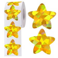 500 Pcs 1.5 Inch Large Holographic Gold Star Stickers Adhesive Labels for School