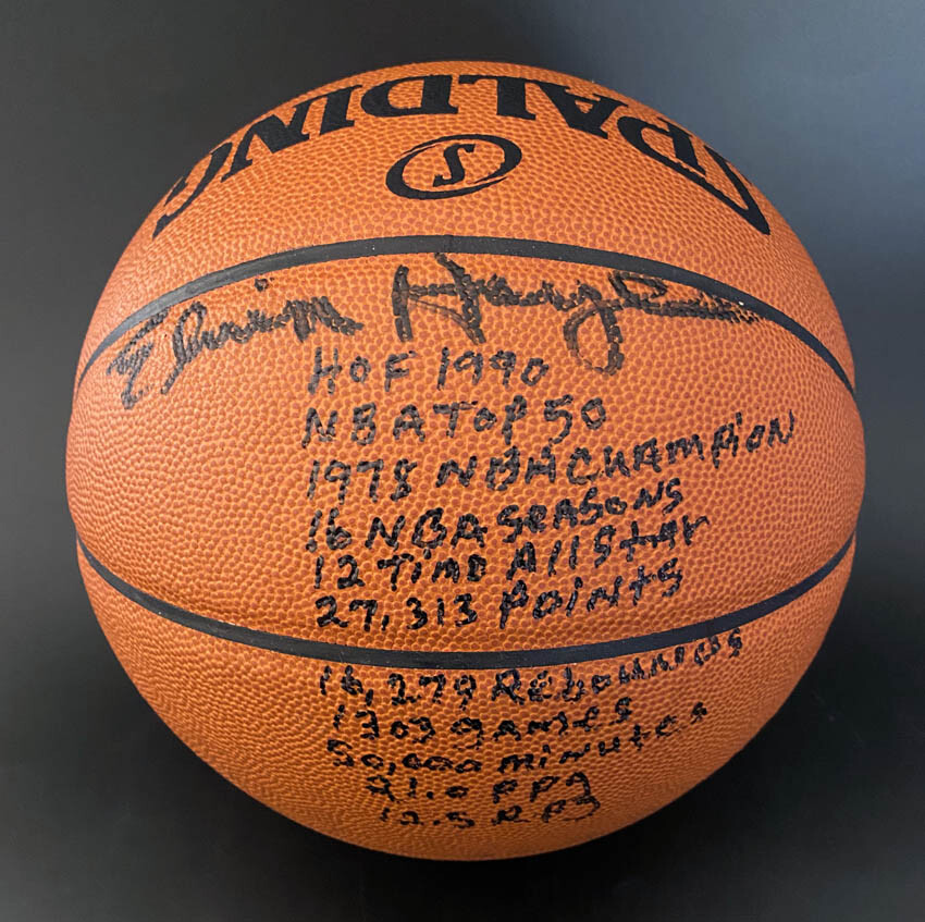 Elvin Hayes Autographed Signed Washington Bullets I/O Basketball + STATS PSA/DNA 