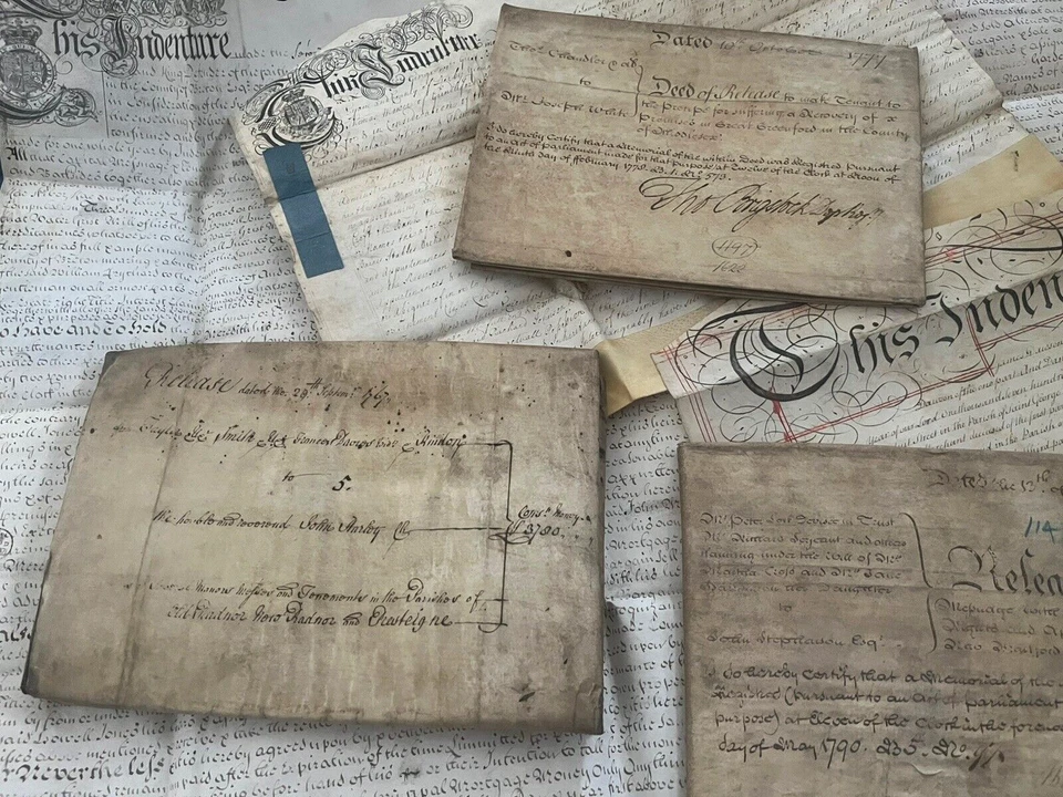 AUTHENTIC AUTOGRAPHED, STAMPED AND SEALED PARCHMENT Vellum in English from 1700s - Image 4 of 4