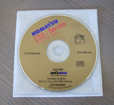 KOMATSU Engines Service MANUAL DVD CD Shop repair tractor crawler excavator 2002