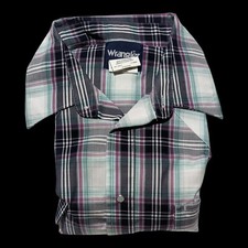 Wrangler Pearl Snap Western Shirt Mens XL Long Sleeve Multicolor Plaid EUC