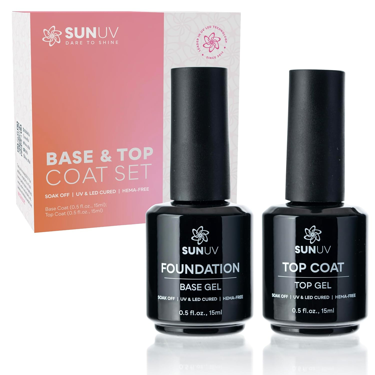 15ml Hema-Free Base & Top Coat Gel Nail Polish Kit Dual Set
